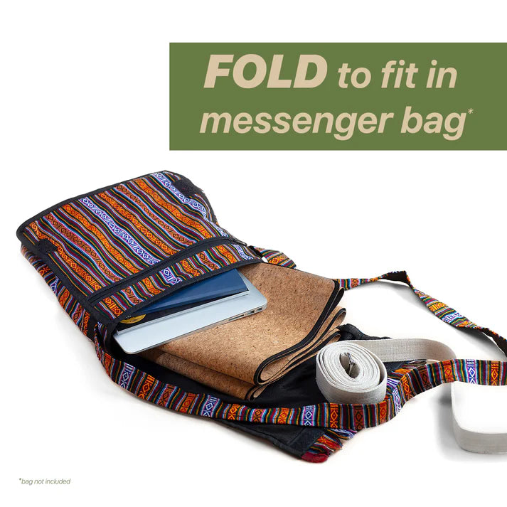 Yoga Combo Starter Kit Set of Natural Cork Block Yoga Cotton Strap/Belt 9ft Cork Travel Mat