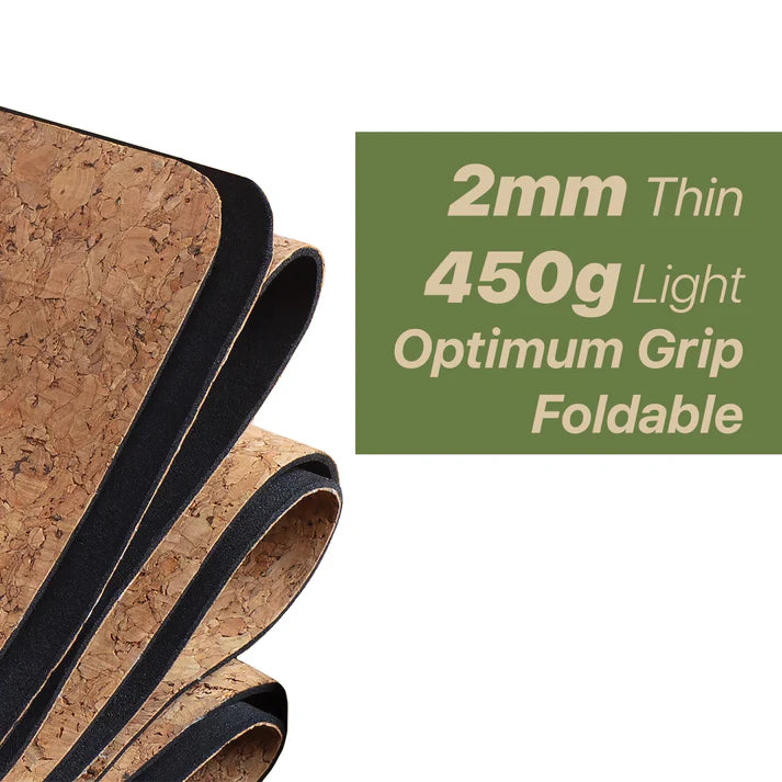 Yos Yoga Combo Starter Kit - Set of 2 Natural Cork Block with Yoga Travel Cork Mat (2mm)