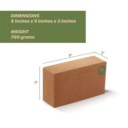 Yos Yoga Combo Starter Kit - Set of 2 Natural Cork Block with Yoga Travel Cork Mat (2mm)